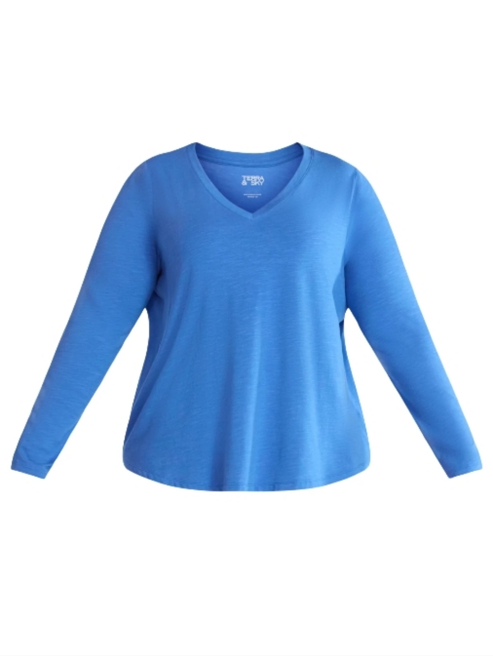 Terra & Sky Cotton Blend Bright Blue V-Neck Lightweight Sweatshirt Women Size 4x — image 5 of 8